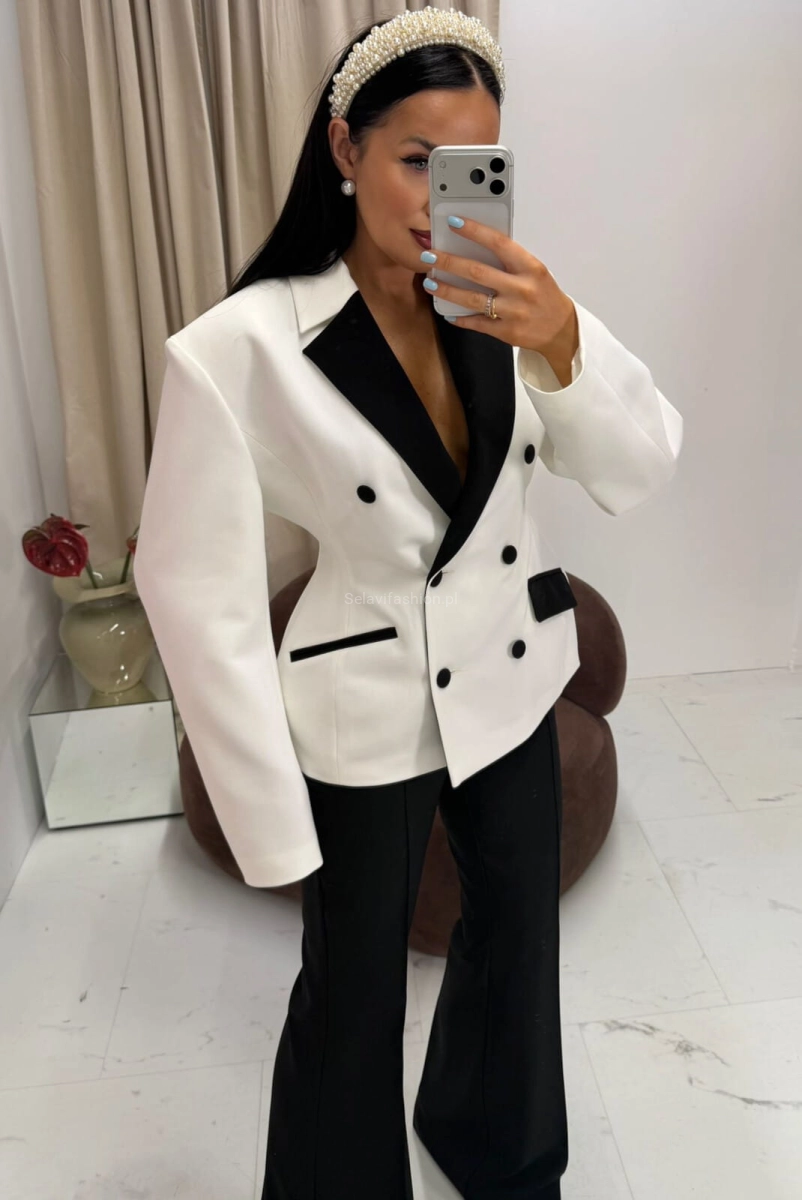 Marynarka taliowana KIM La Milla biało czarna