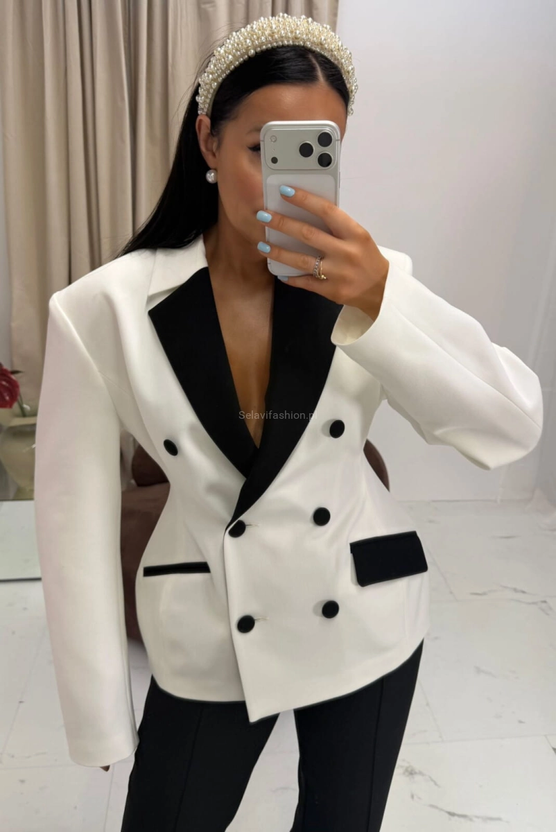 Marynarka taliowana KIM La Milla biało czarna