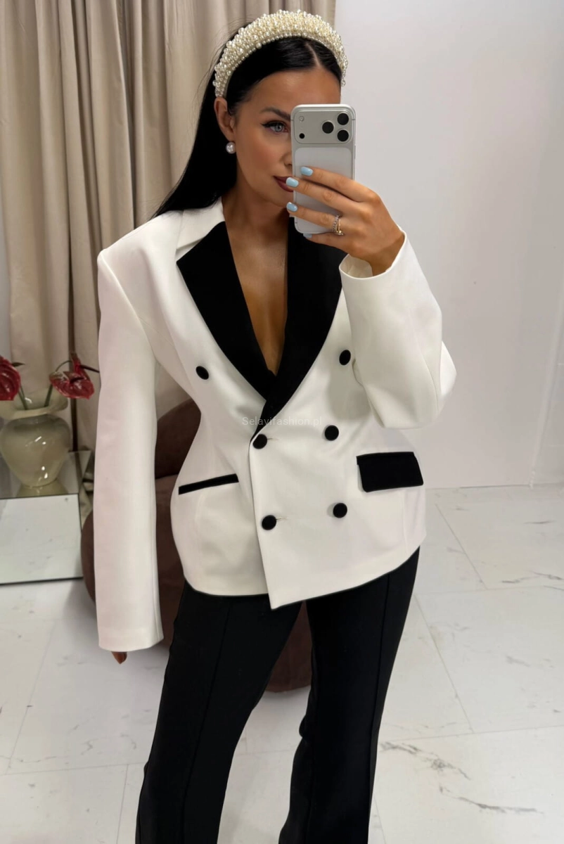 Marynarka taliowana KIM La Milla biało czarna