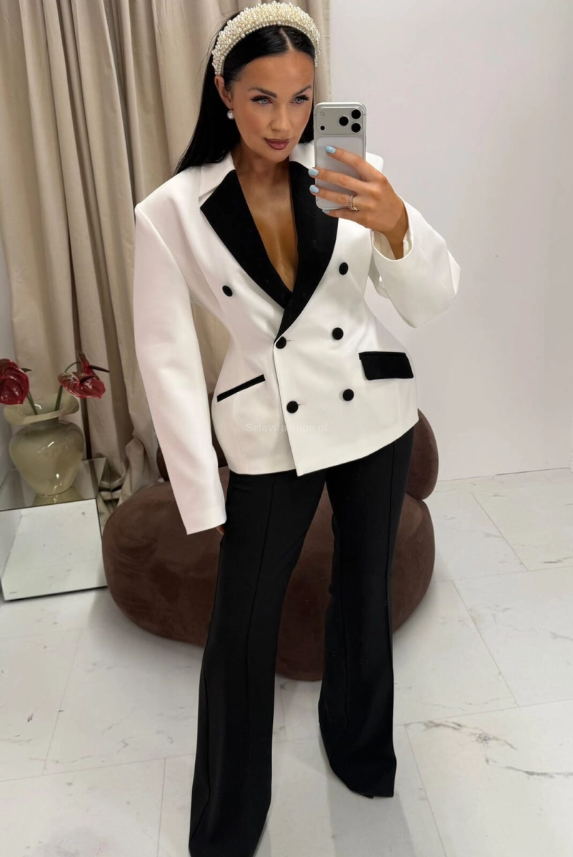 Marynarka taliowana KIM La Milla biało czarna