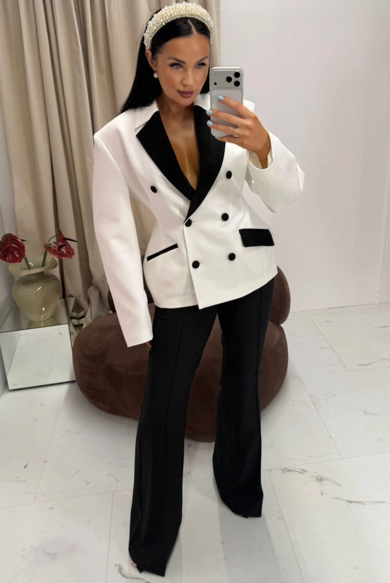 Marynarka taliowana KIM La Milla biało czarna