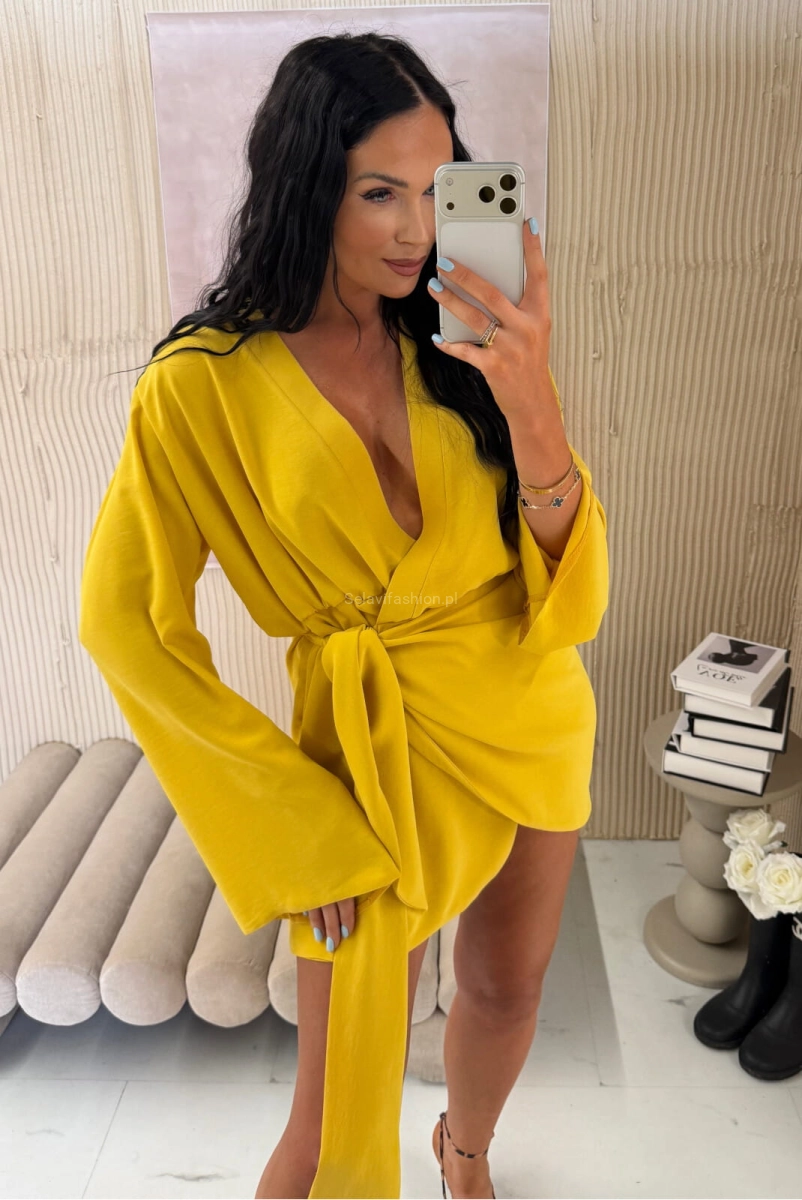 Sukienka wiązana kopertowo La Milla miodowa żółta 