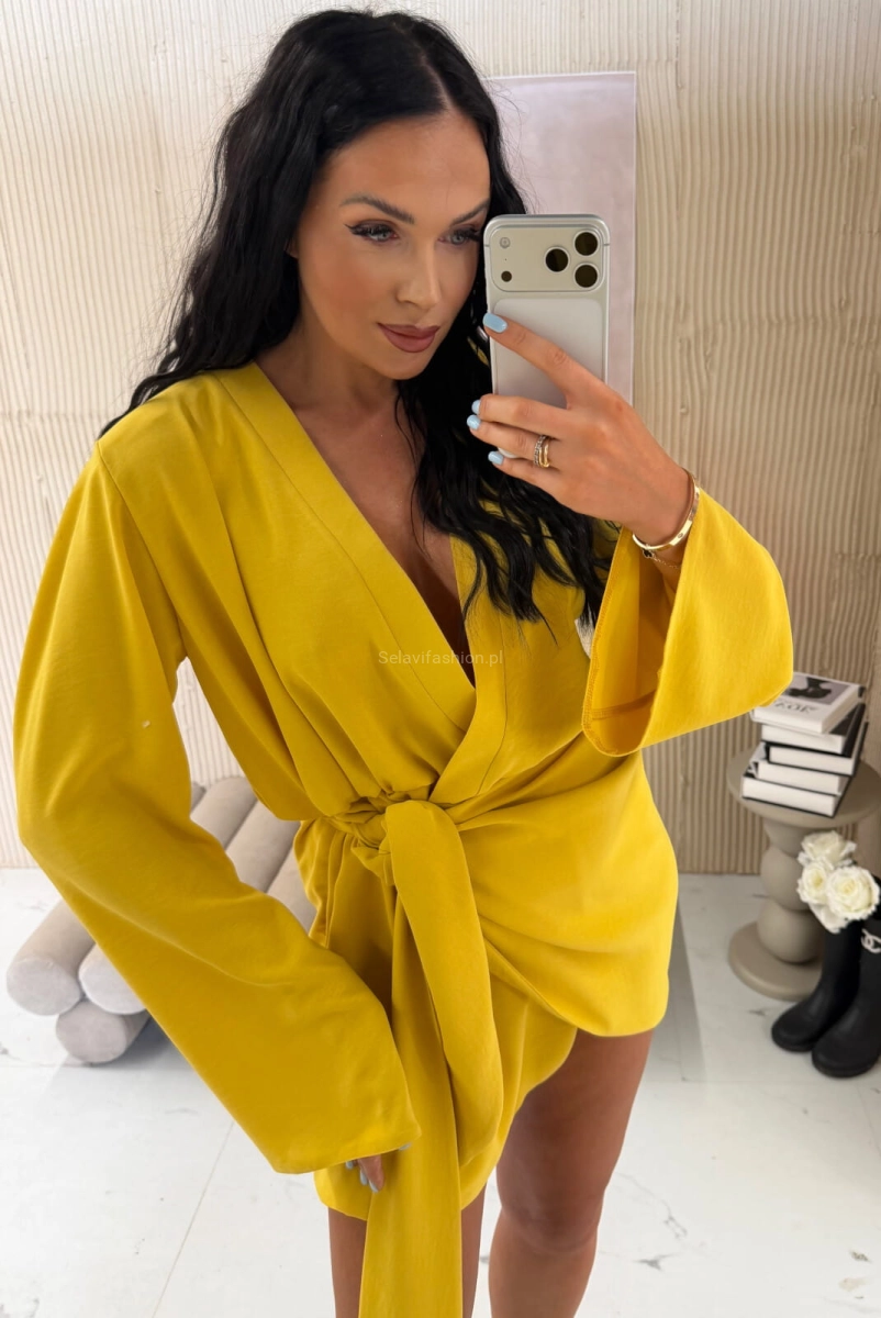 Sukienka wiązana kopertowo La Milla miodowa żółta