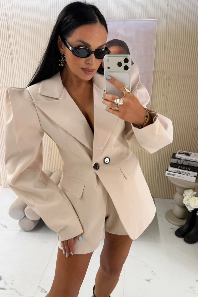 Elegancka marynarka New Wigilia La Milla jasno beżowa