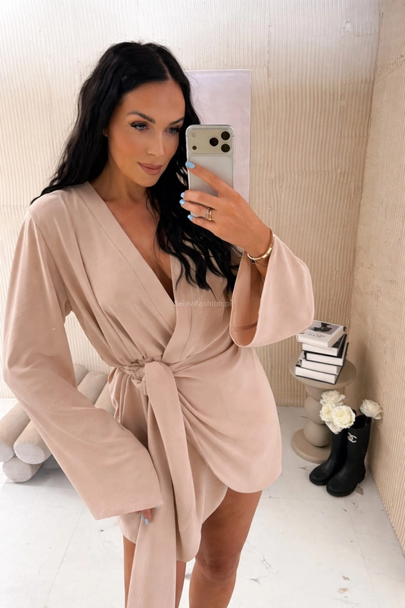 Sukienka wiązana kopertowo La Milla beżowa