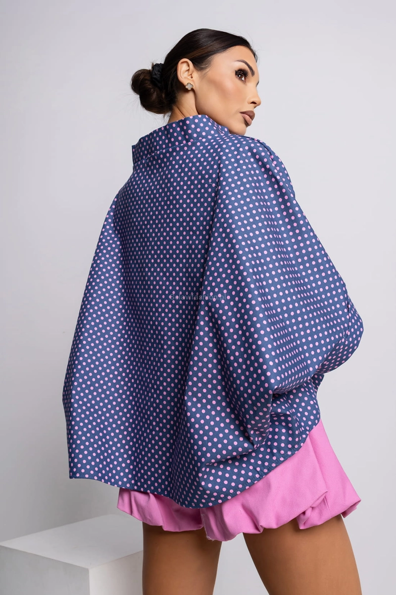 Bluzka Kimono Dot w groszki Miss City Official niebiesko różowa