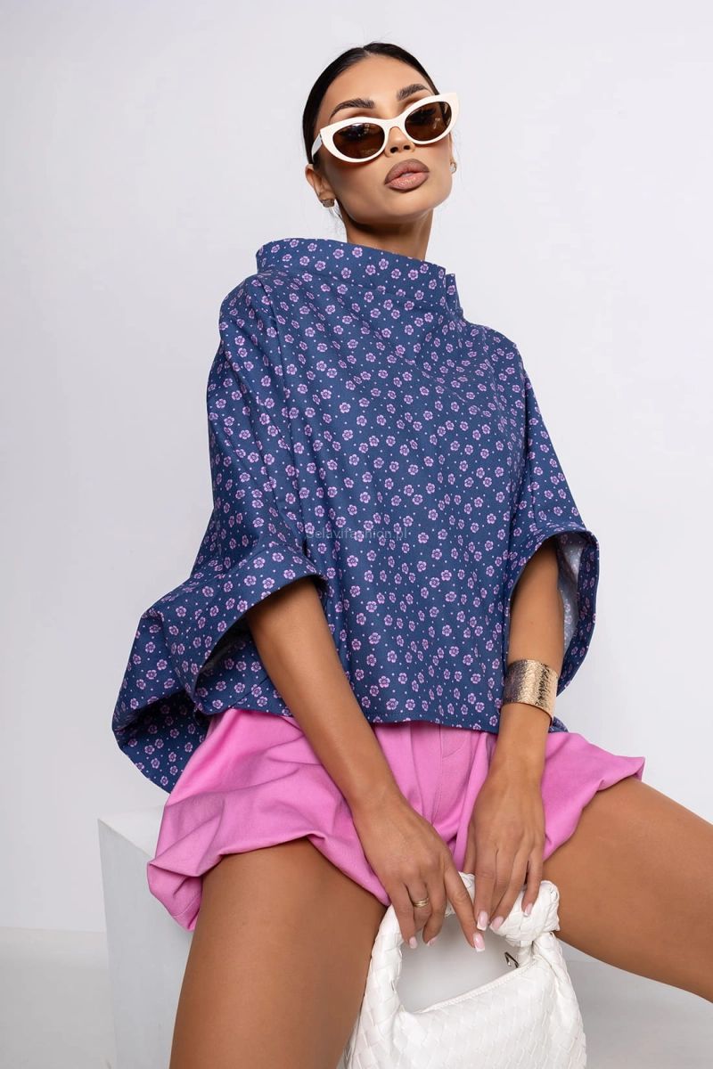 Bluzka Kimono Flower  Miss City Official niebiesko różowa 