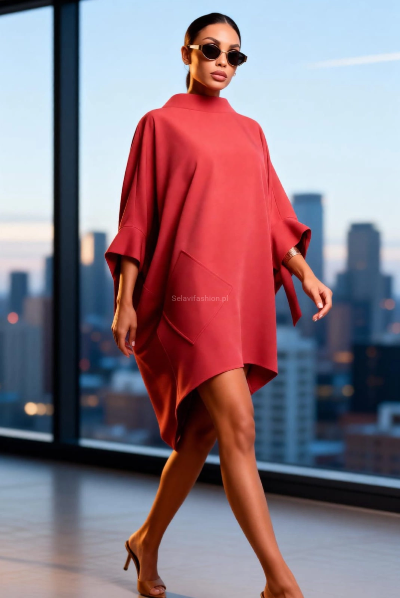 Sukienka kimono Miss City Official czerwona ceglana