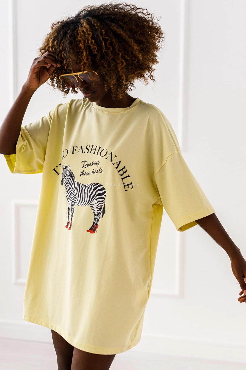 Długi t-shirt bluzka Safari Miss City żółta