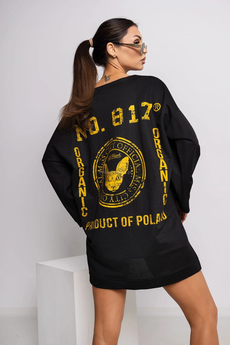 Bluzka z napisem Navy Miss City Official czarna 