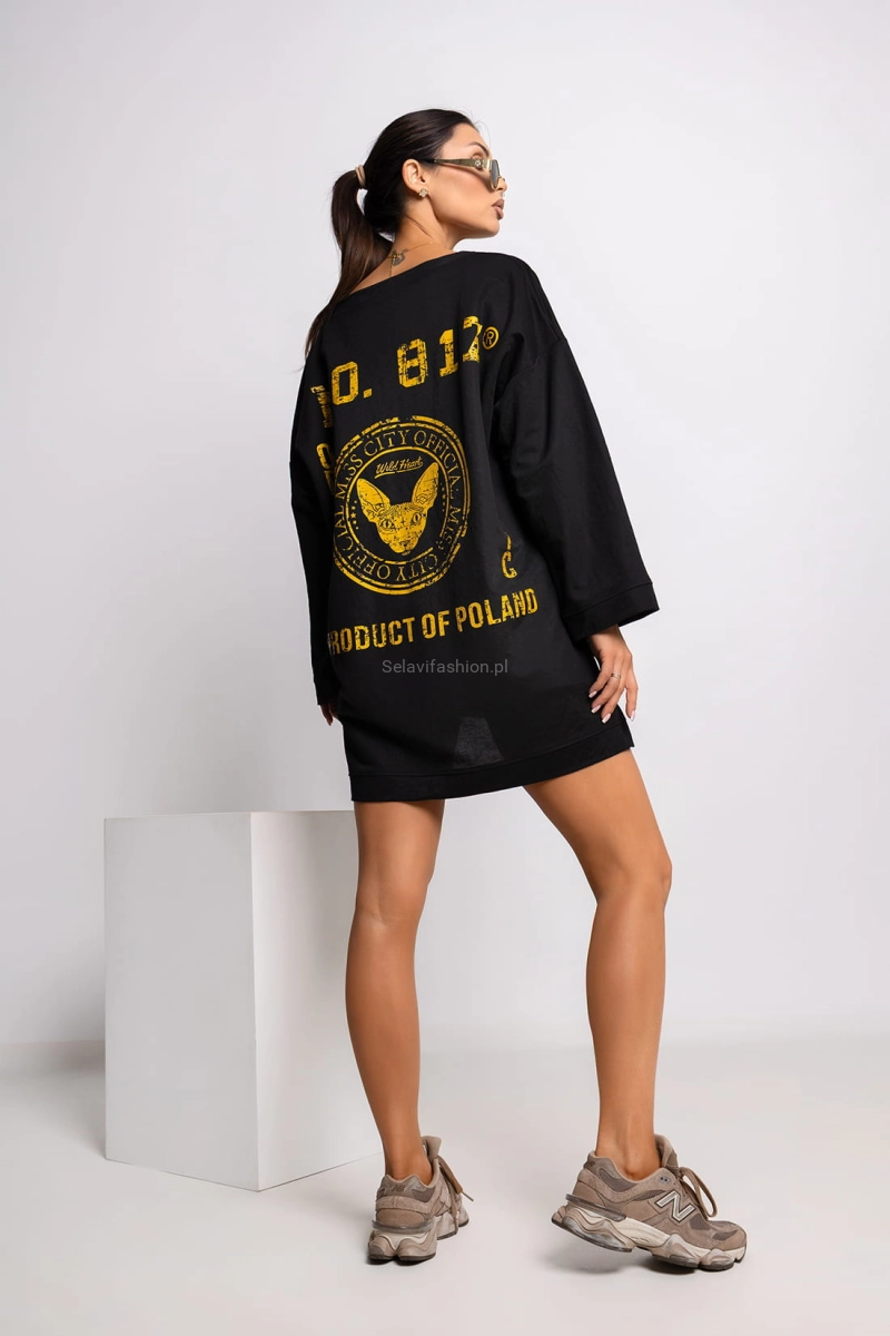 Bluzka z napisem Navy Miss City Official czarna