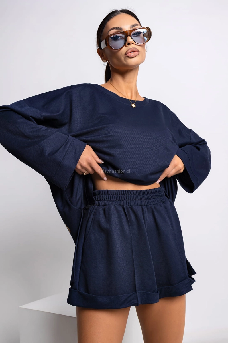 Bluzka z napisem Navy Miss City Official granatowa