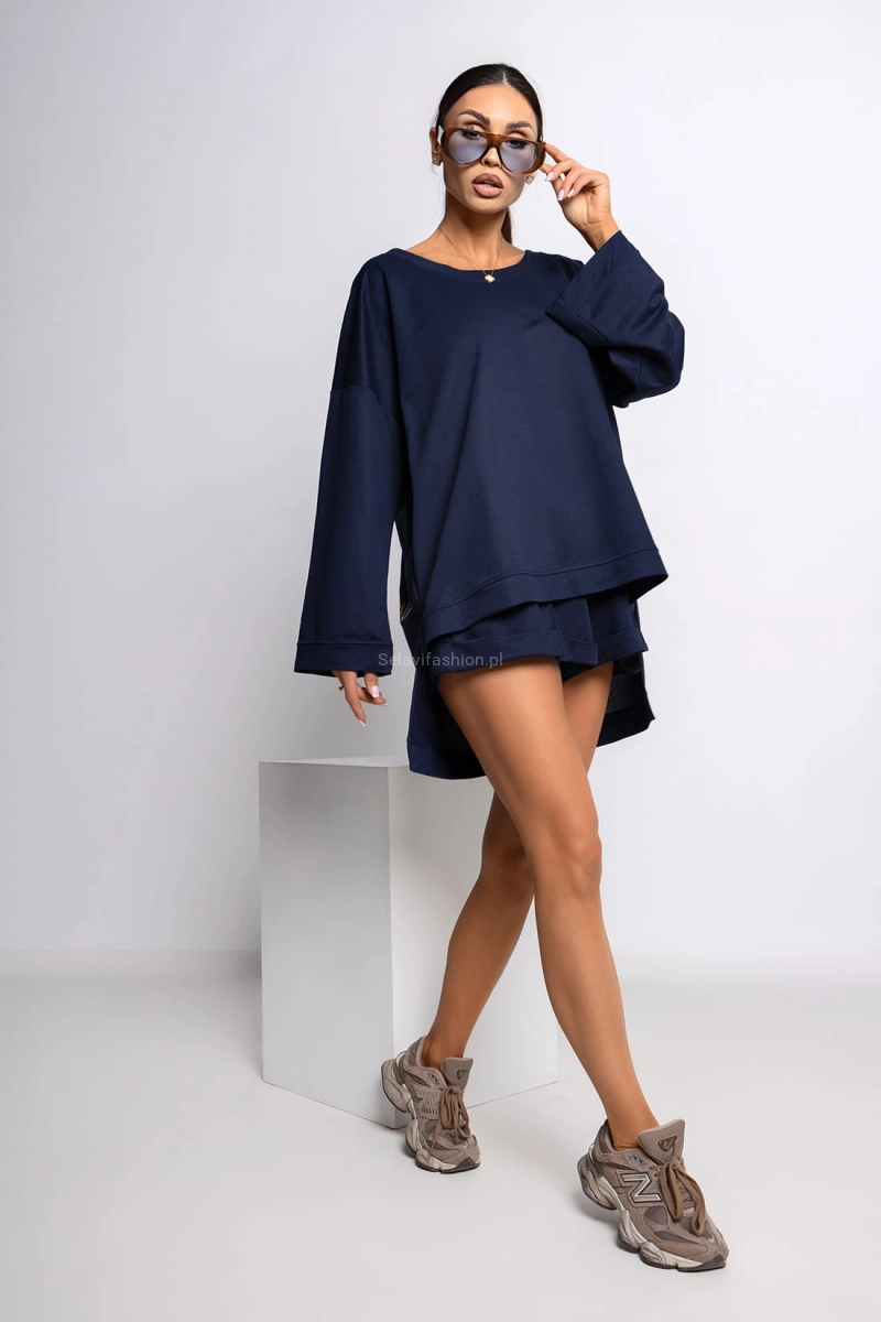 Bluzka z napisem Navy Miss City Official granatowa