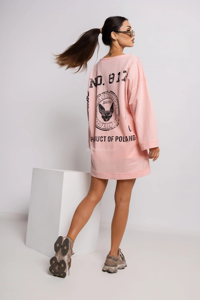 Bluzka z napisem Navy Miss City Official różowa