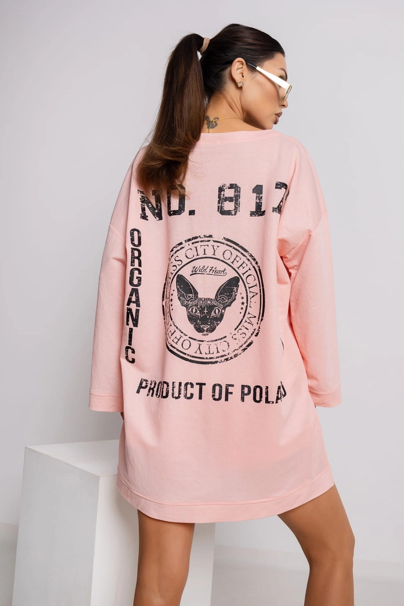 Bluzka z napisem Navy Miss City Official różowa