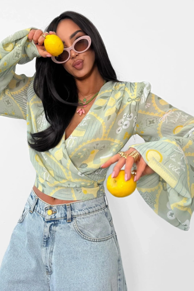 Bluzka wiązana Dolce Vita La Milla zielona oliwkowa