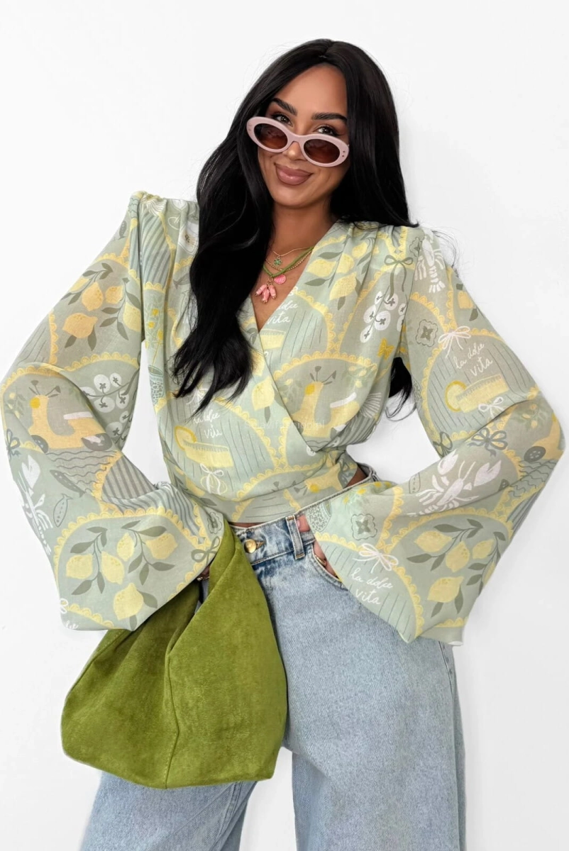 Bluzka wiązana Dolce Vita La Milla zielona oliwkowa 