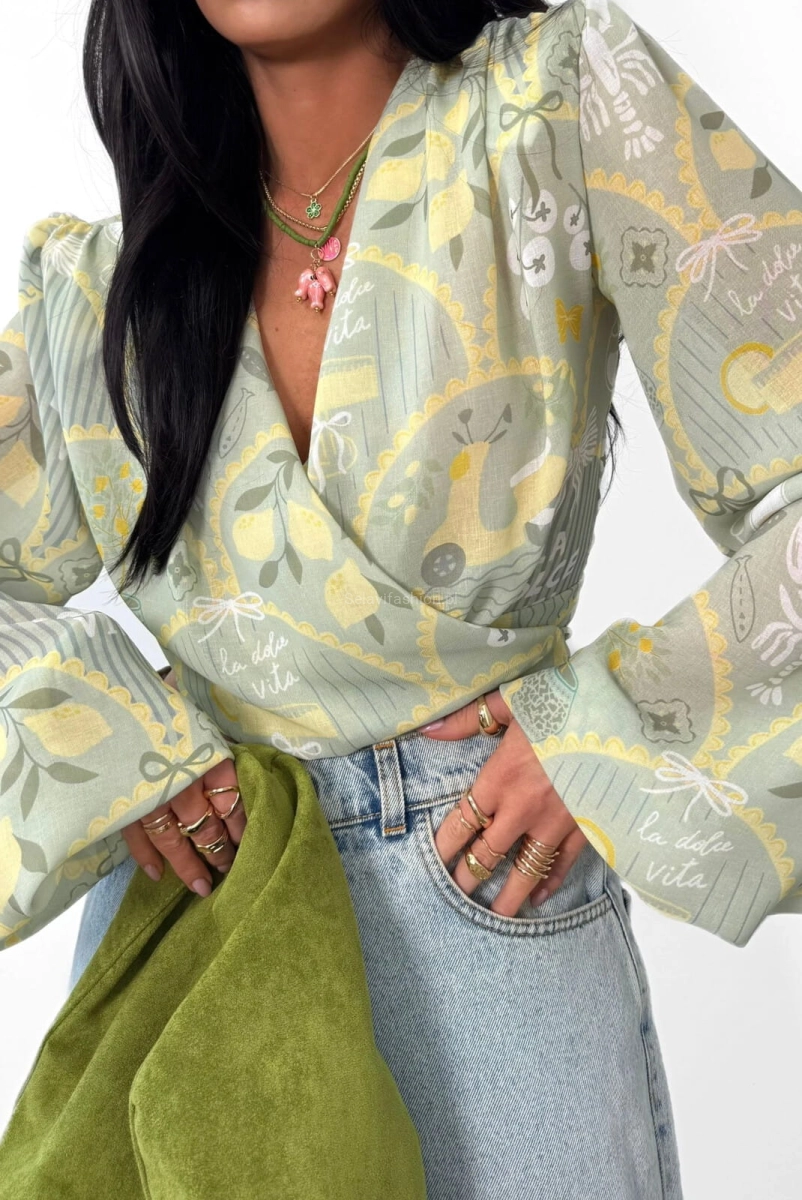 Bluzka wiązana Dolce Vita La Milla zielona oliwkowa