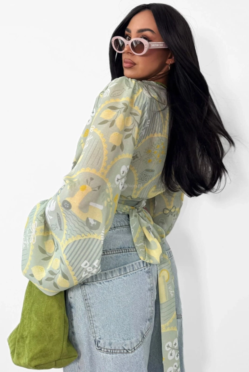 Bluzka wiązana Dolce Vita La Milla zielona oliwkowa