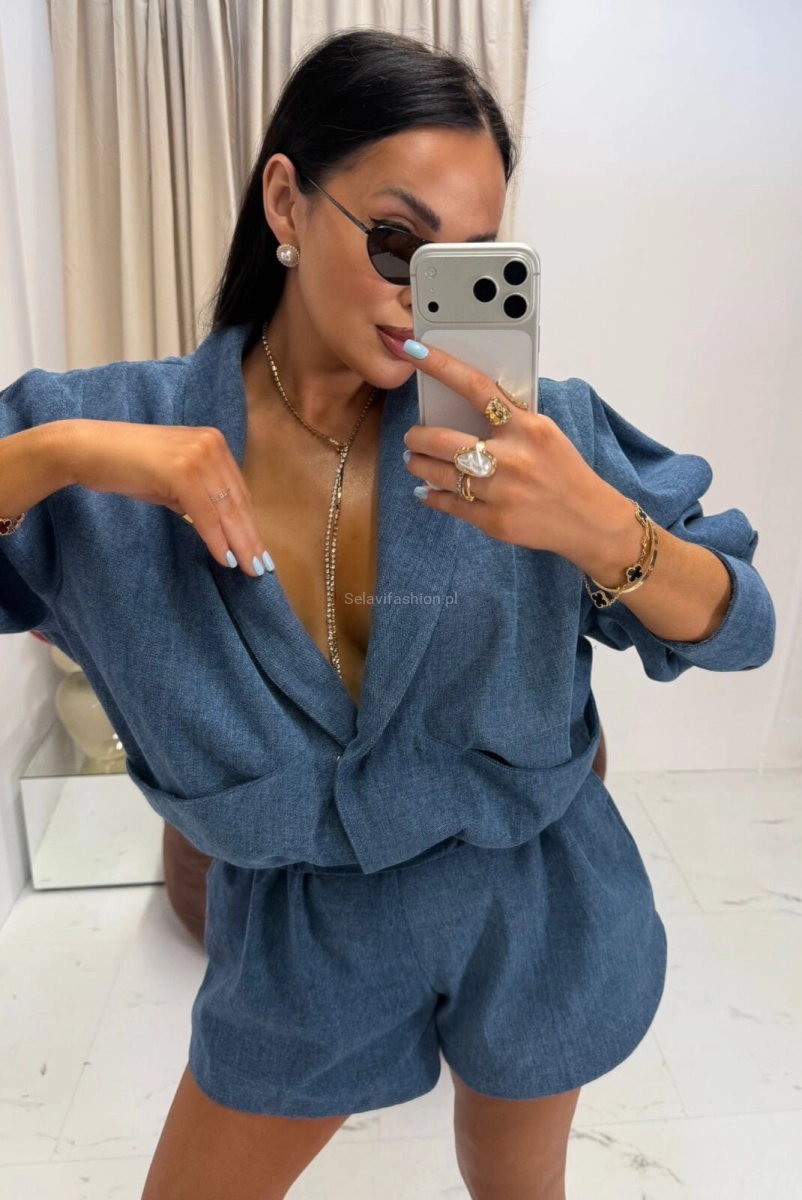 Komplet Tessa krótka bomberka i spodenki La Milla granatowy