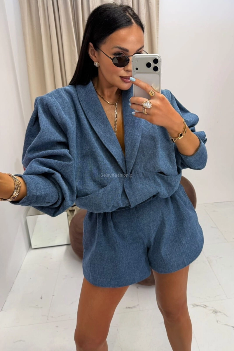 Komplet Tessa krótka bomberka i spodenki La Milla granatowy 