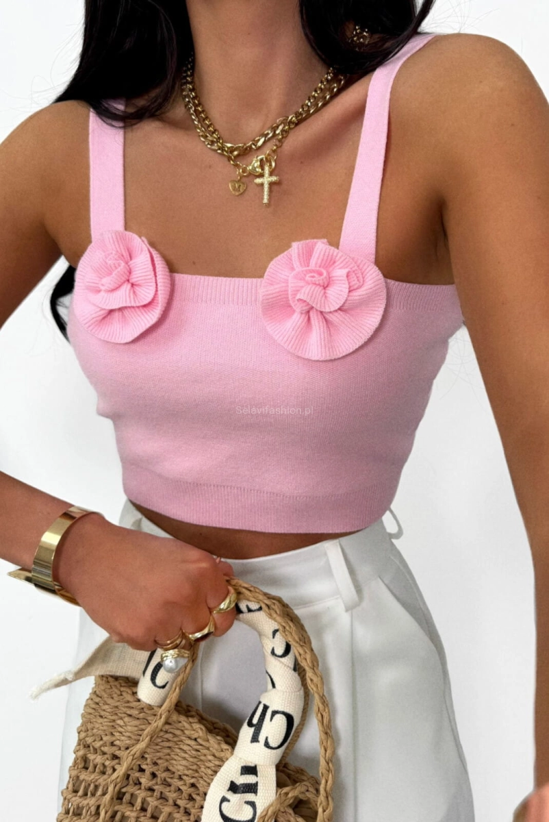 Top bluzka z kwiatuszkami La Milla różowy