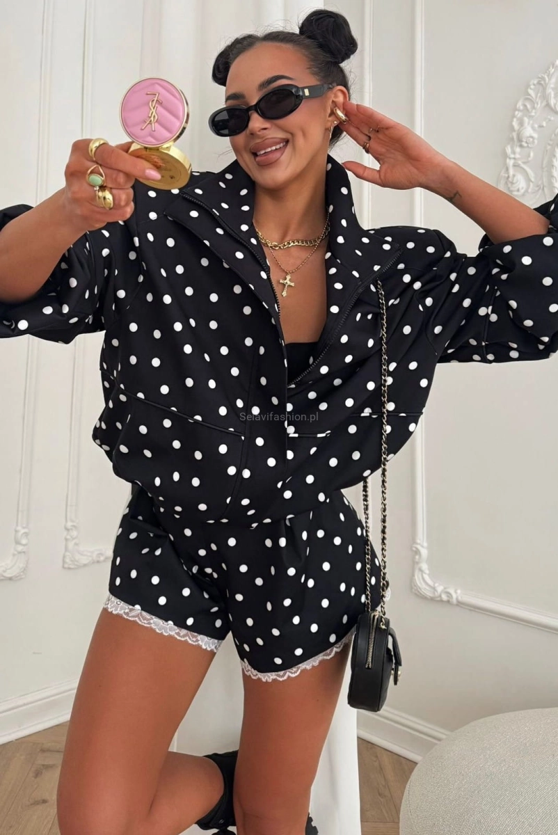 Krótka kurtka bomberka w groszki La Milla czarna