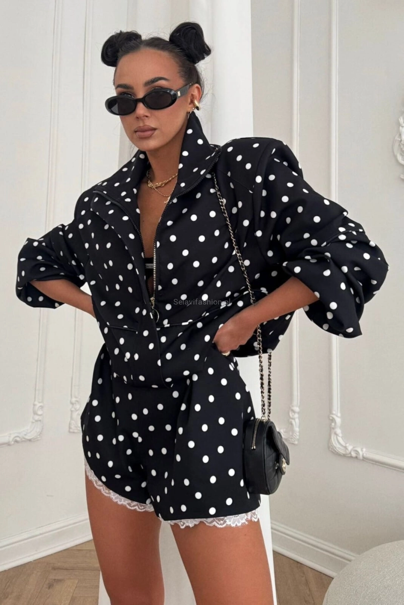 Krótka kurtka bomberka w groszki La Milla czarna