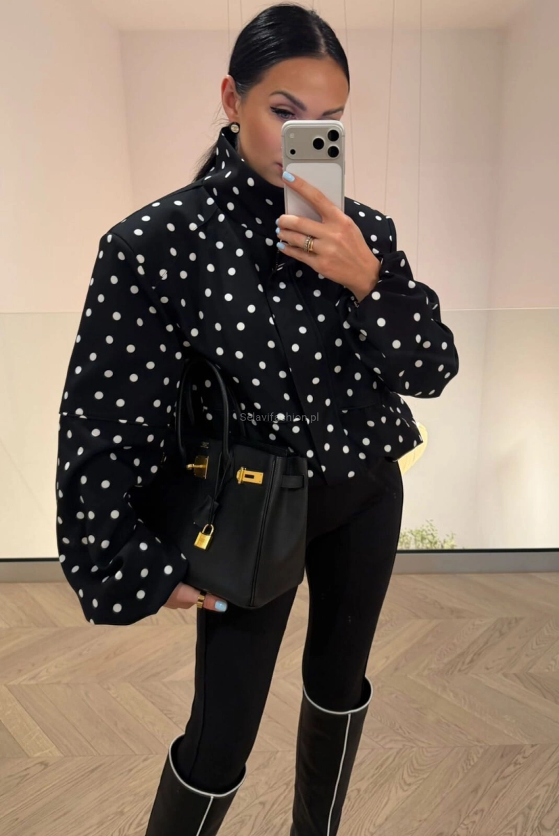 Krótka kurtka bomberka w groszki La Milla czarna