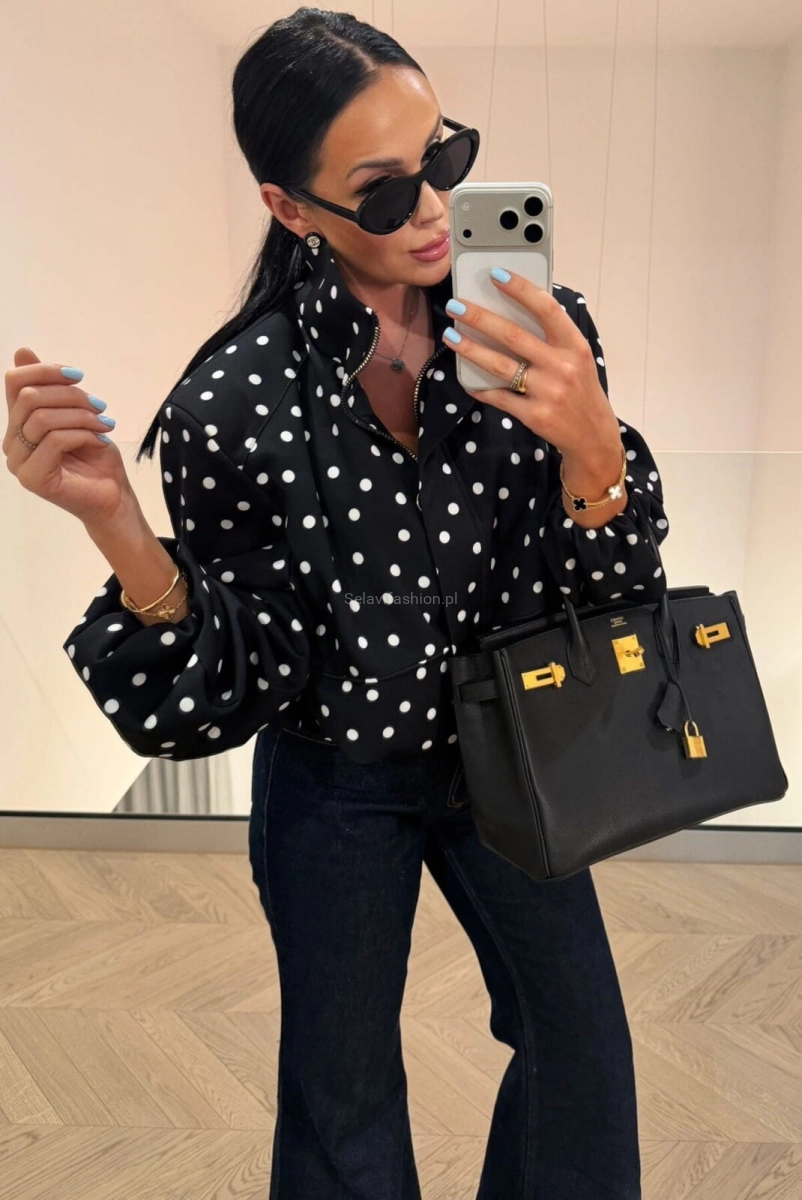 Krótka kurtka bomberka w groszki La Milla czarna