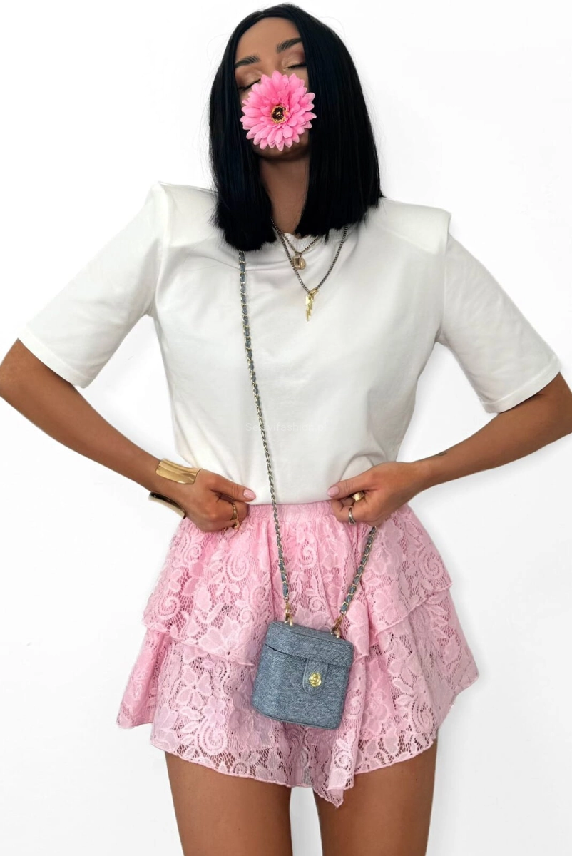 Krótkie koronkowe spódniczko spodenki LaMilla jasno różowe 