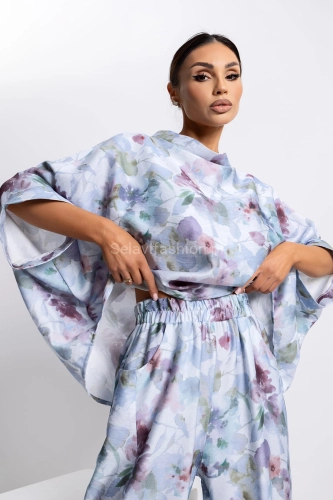 Bluzka Kimono Botanical Miss City Official błękitna