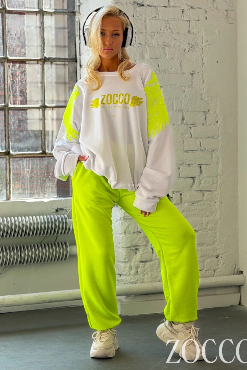 Komplet  bawełniany z efektownymi skrzydłami Zocco limonka 