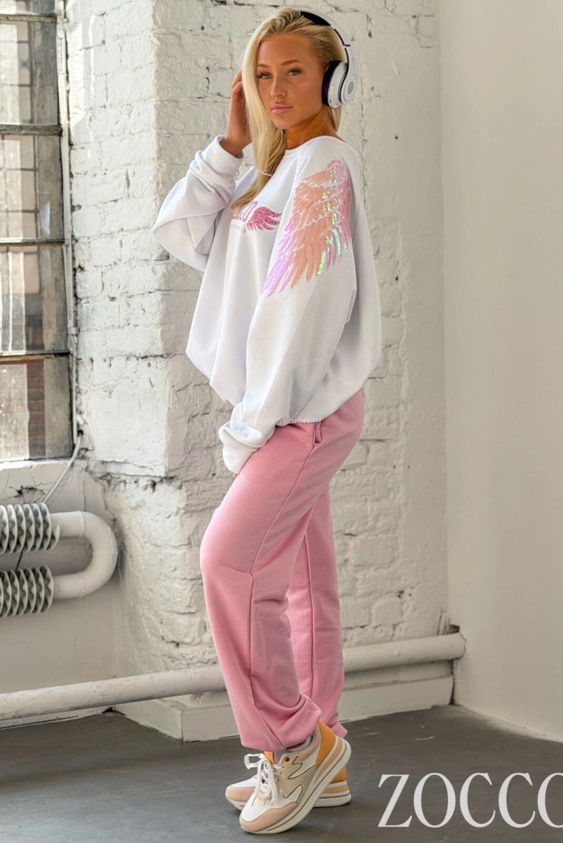 Komplet bawełniany z efektownymi skrzydłami Zocco różowy