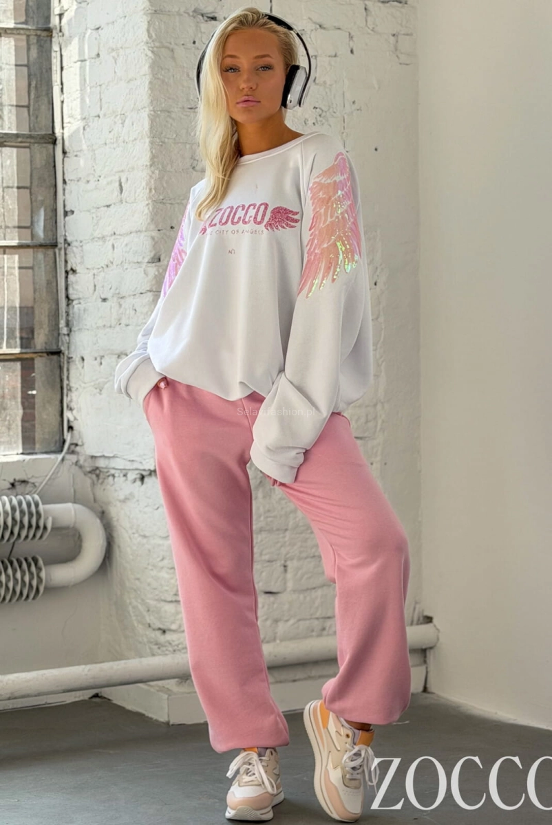 Komplet  bawełniany z efektownymi skrzydłami Zocco różowy 