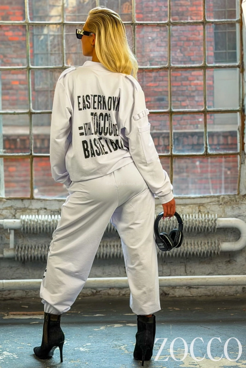 Komplet bawełniany bluza i spodnie BASKETBALL Zocco biały