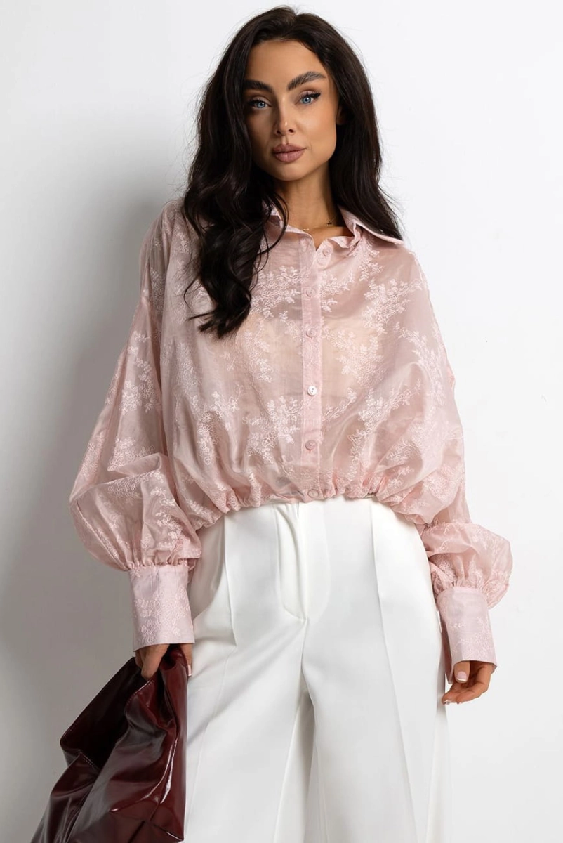 Koszula haftowana RICH Lavestino różowa