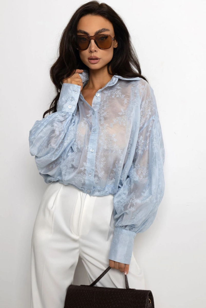 Koszula haftowana RICH Lavestino niebieska