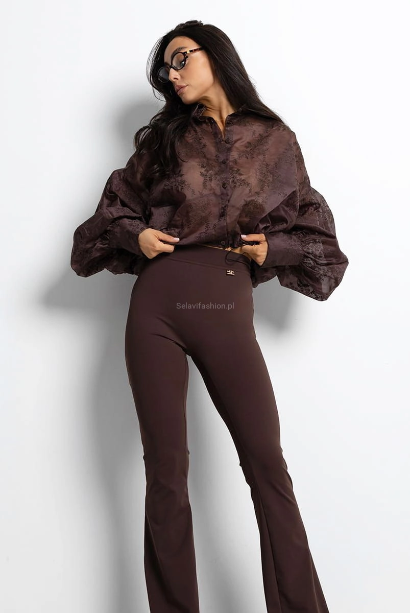 Koszula haftowana RICH Lavestino brązowa