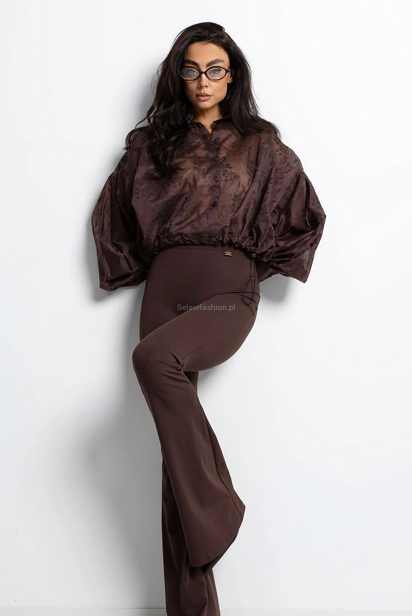 Koszula haftowana RICH Lavestino brązowa