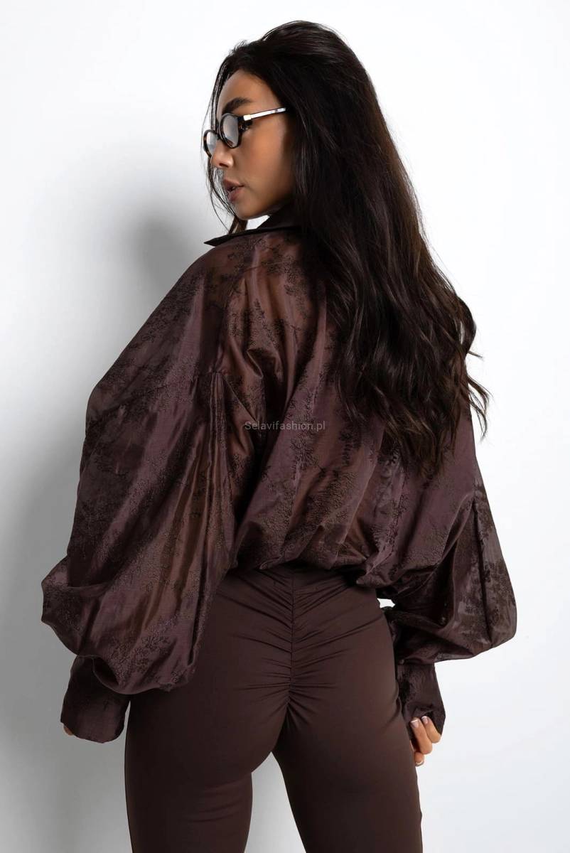 Koszula haftowana RICH Lavestino brązowa