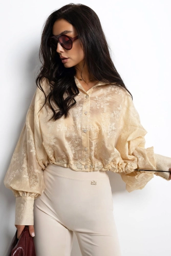 Koszula haftowana RICH Lavestino beżowa