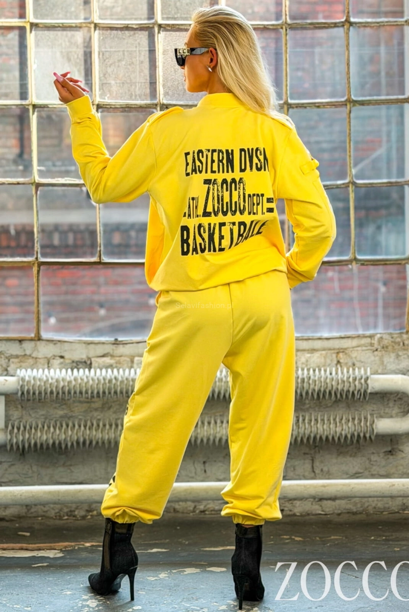 Komplet bawełniany bluza i spodnie BASKETBALL Zocco żółty