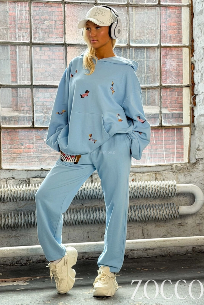 Luźny komplet bluza i spodnie DOG Zocco niebieski