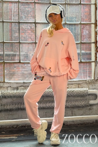 Luźny komplet bluza i spodnie DOG Zocco różowy