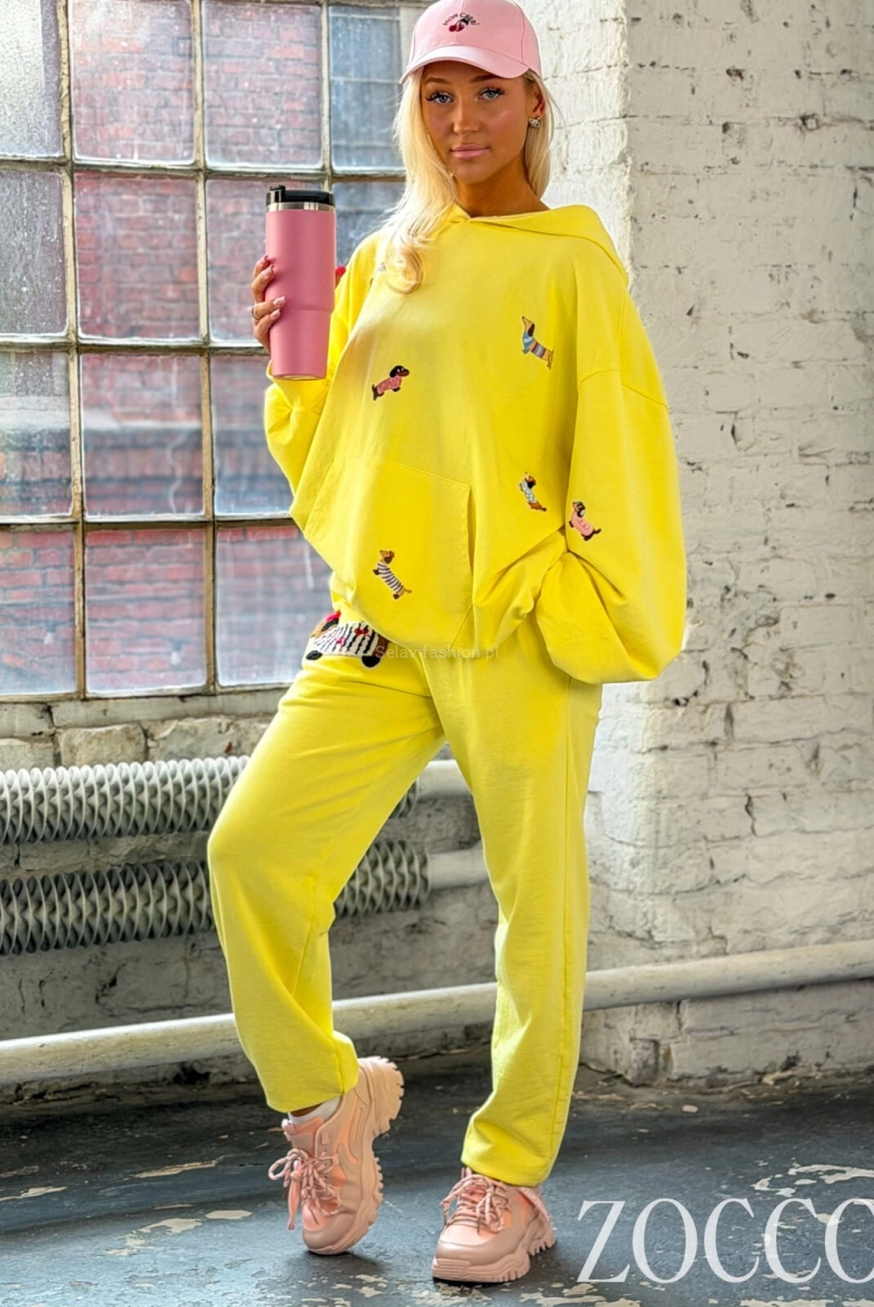 Luźny komplet bluza i spodnie DOG Zocco żółty 