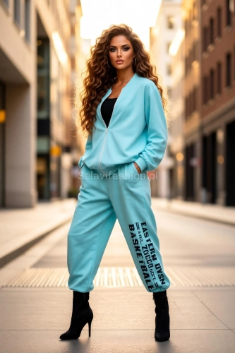 Komplet bawełniany bluza i spodnie BASKETBALL Zocco niebieski