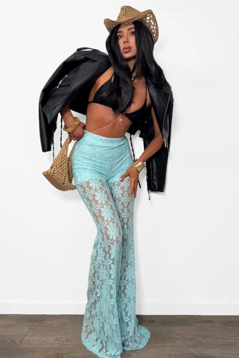 Koronkowe spodnie LaMilla turkusowe