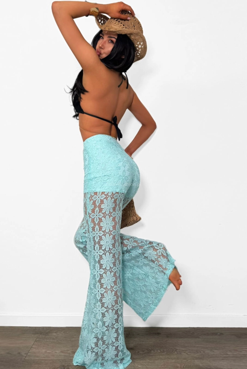 Koronkowe spodnie LaMilla turkusowe