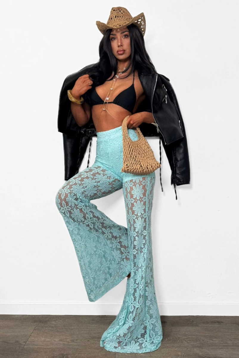 Koronkowe spodnie LaMilla turkusowe